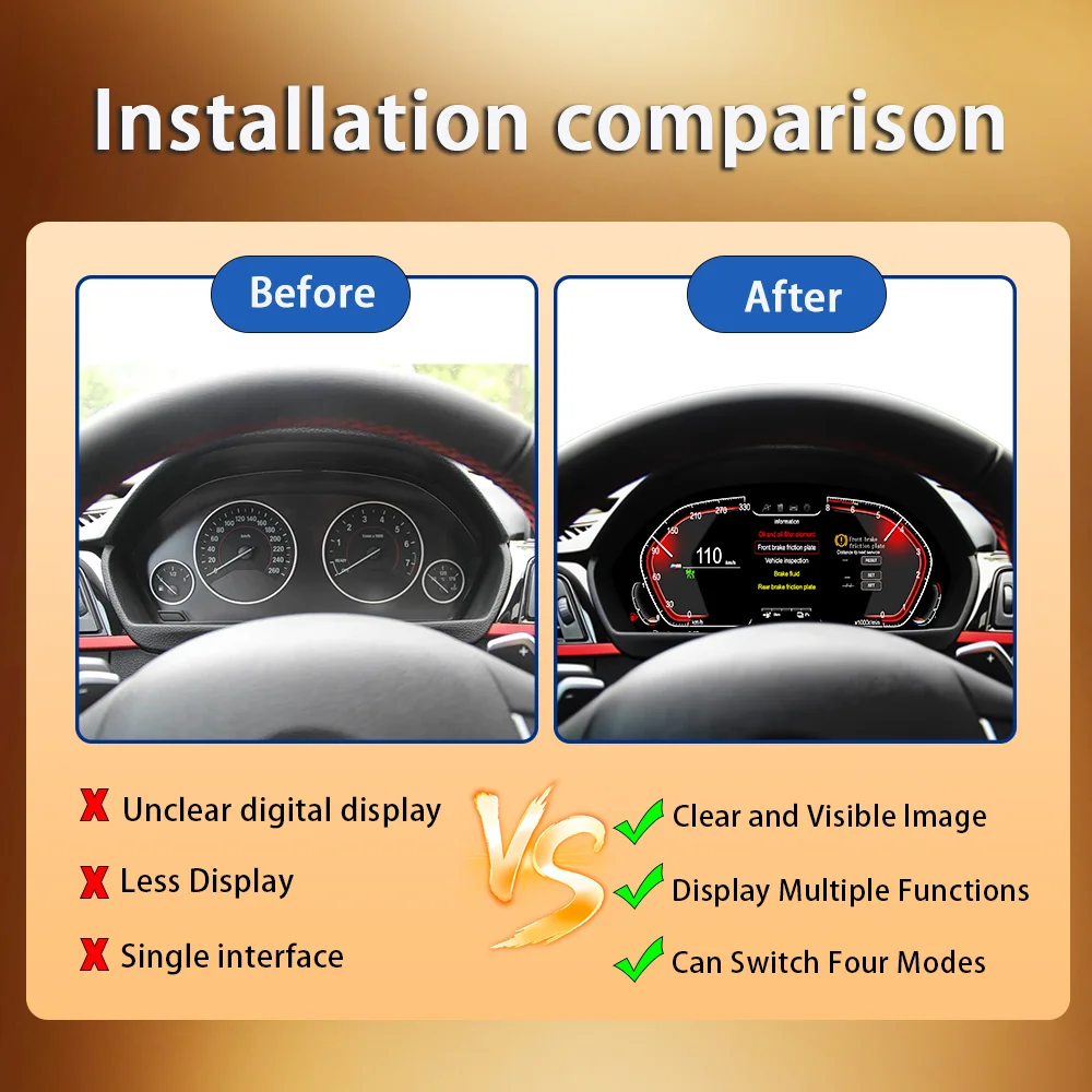 شاشة لوحة القيادة LCD Linux 12.3 بوصة بسعر المصنع لسلسلة BMW 3 /4 GT F30 F31 F34 F36 F33 مجموعة أدوات السيارة قمرة القيادة Voor