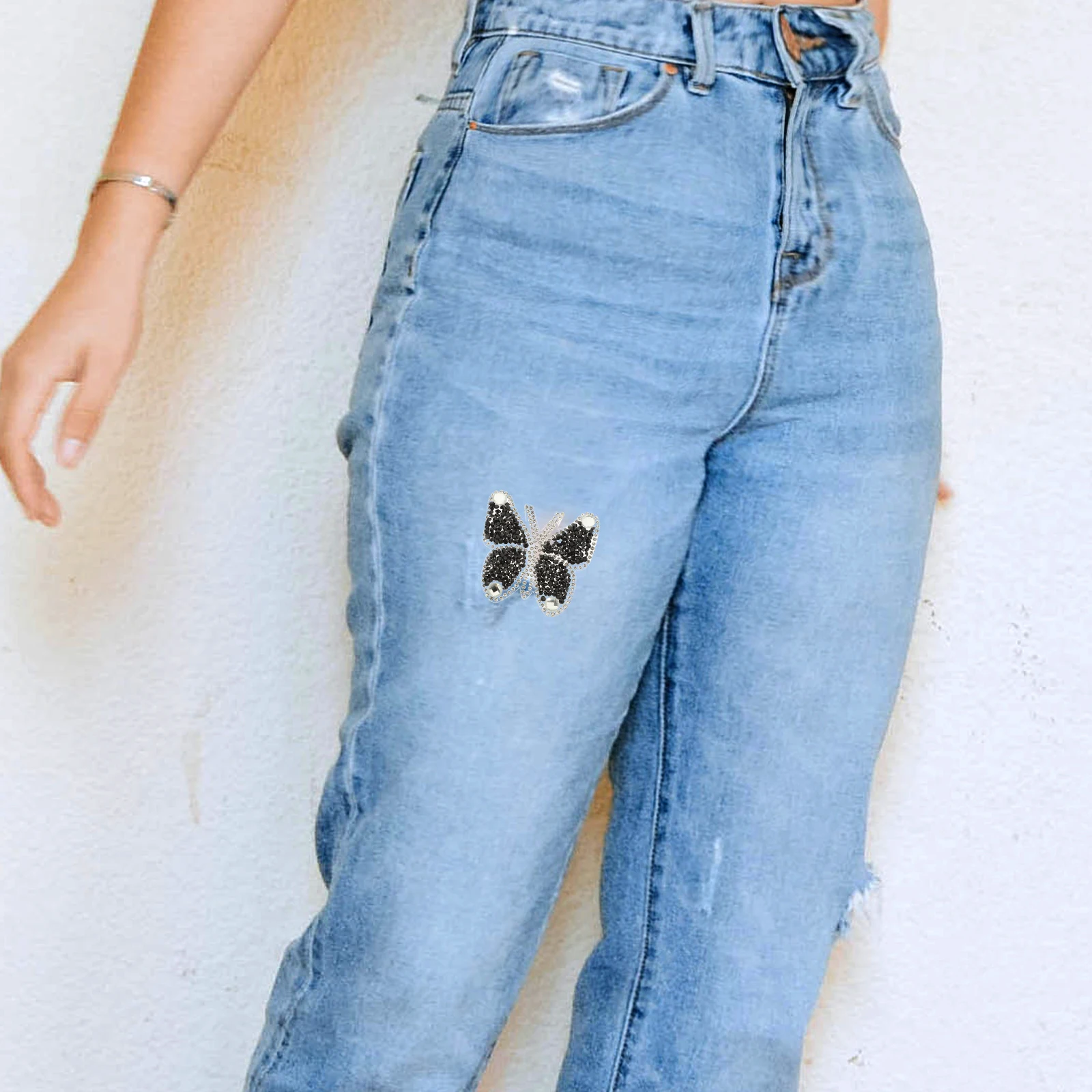 

10pcs Iron On Resin Stickers Sequin Butterfly Applique Repairing Embroidered Patches for Clothes Jeans Bags Multi Function