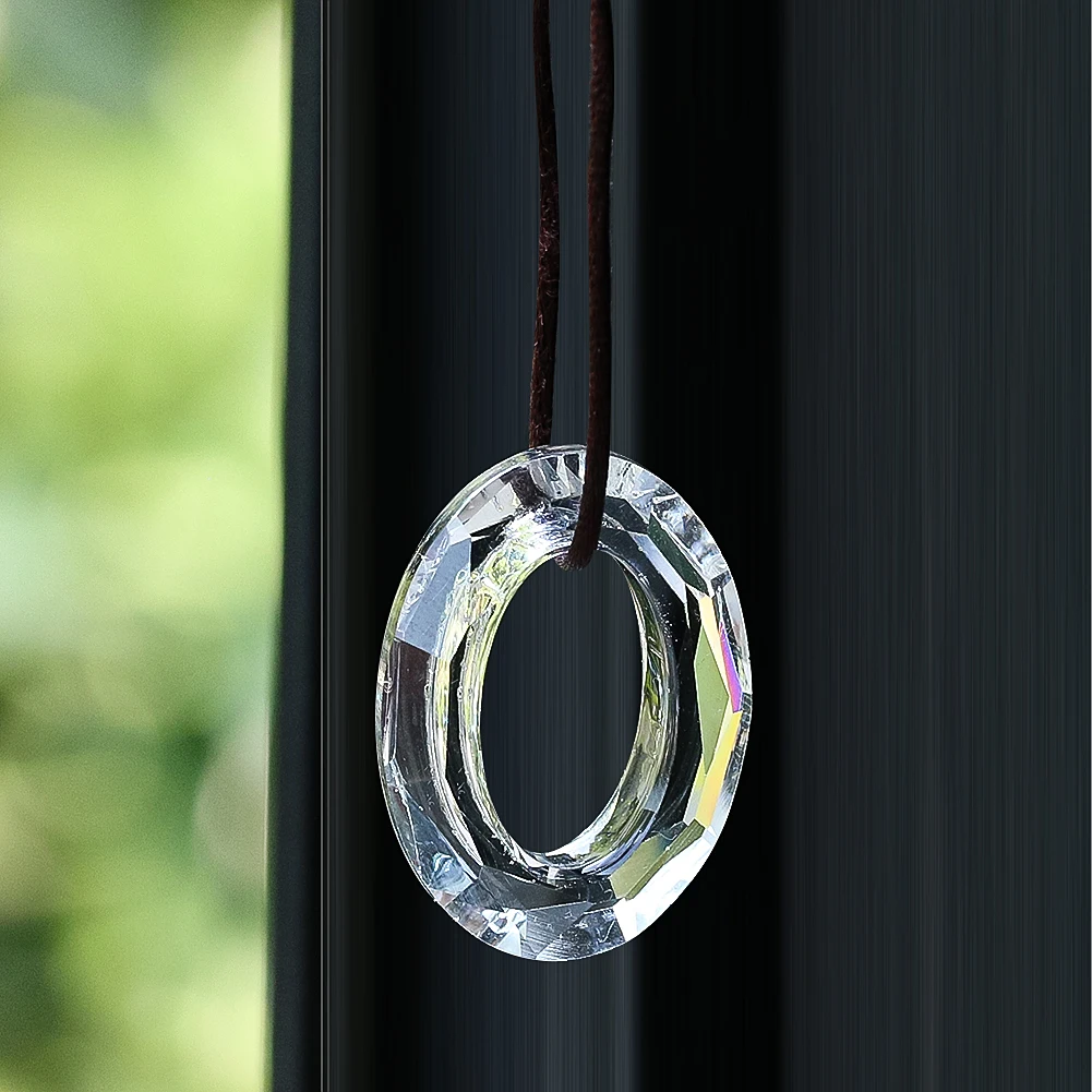 

2PCS Transparent Oval Ring Crystal Prism Suncatcher Hanging Ornament Chandelier Parts DIY Home Wedding Decor Accessories