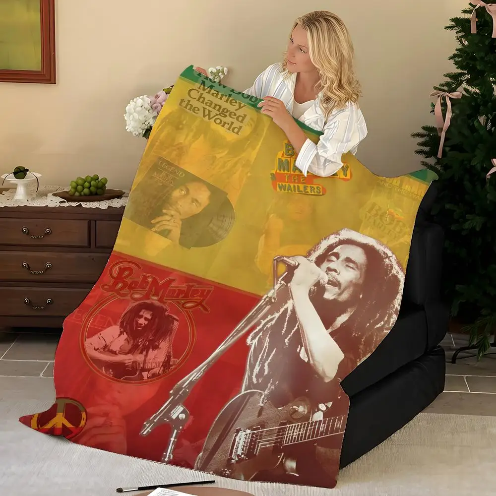 Music B-Bob M-Marley Throw Flannel Blanket, Soft Warm, Durable & Washable cute Cool