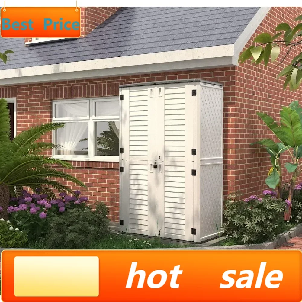 

Хит продаж: Уличный водонепроницаемый сарай для хранения, вертикальный шкаф из полимерной смолы, двухслойный, универсальный для хранения садовой мебели, G