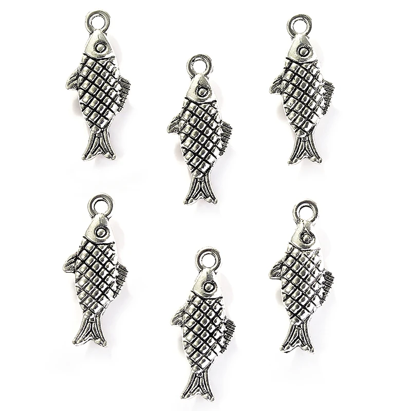 30pcs 5color Antique Sliver animal fish Charm DIY metal charms for jewelry making 20*9mm D705