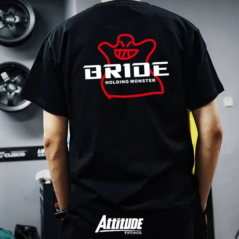 Summer Japan JDM Modified Car BRIDE Sport Seat Racing Bucket Chair Men and Women's Short Sleeve T-shirt Culture Shirt Summer