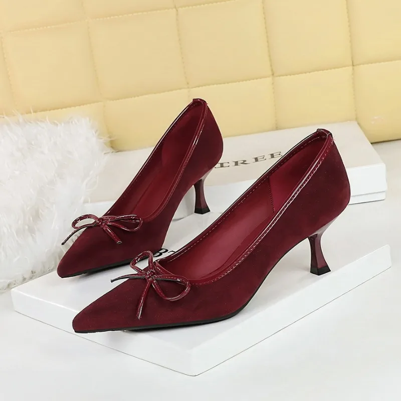 

Women Pumps Wedding Party PU 6CM Concise Thin High Heels Pointed Toe Shallow Mouth Fashion Leopard Women Shoe Elegant Encore Red