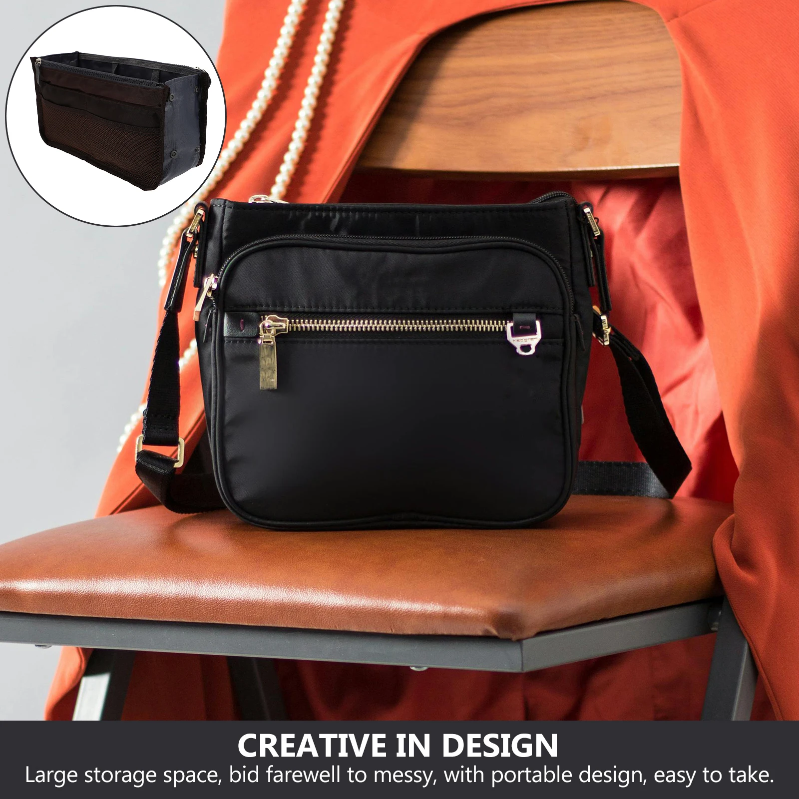 

1Pcs Multi Layer Handbag Liner Large Capacity Durable Nylon Folding Travel Storage Bag Organizer Multipurpose Nylon Bag Liner