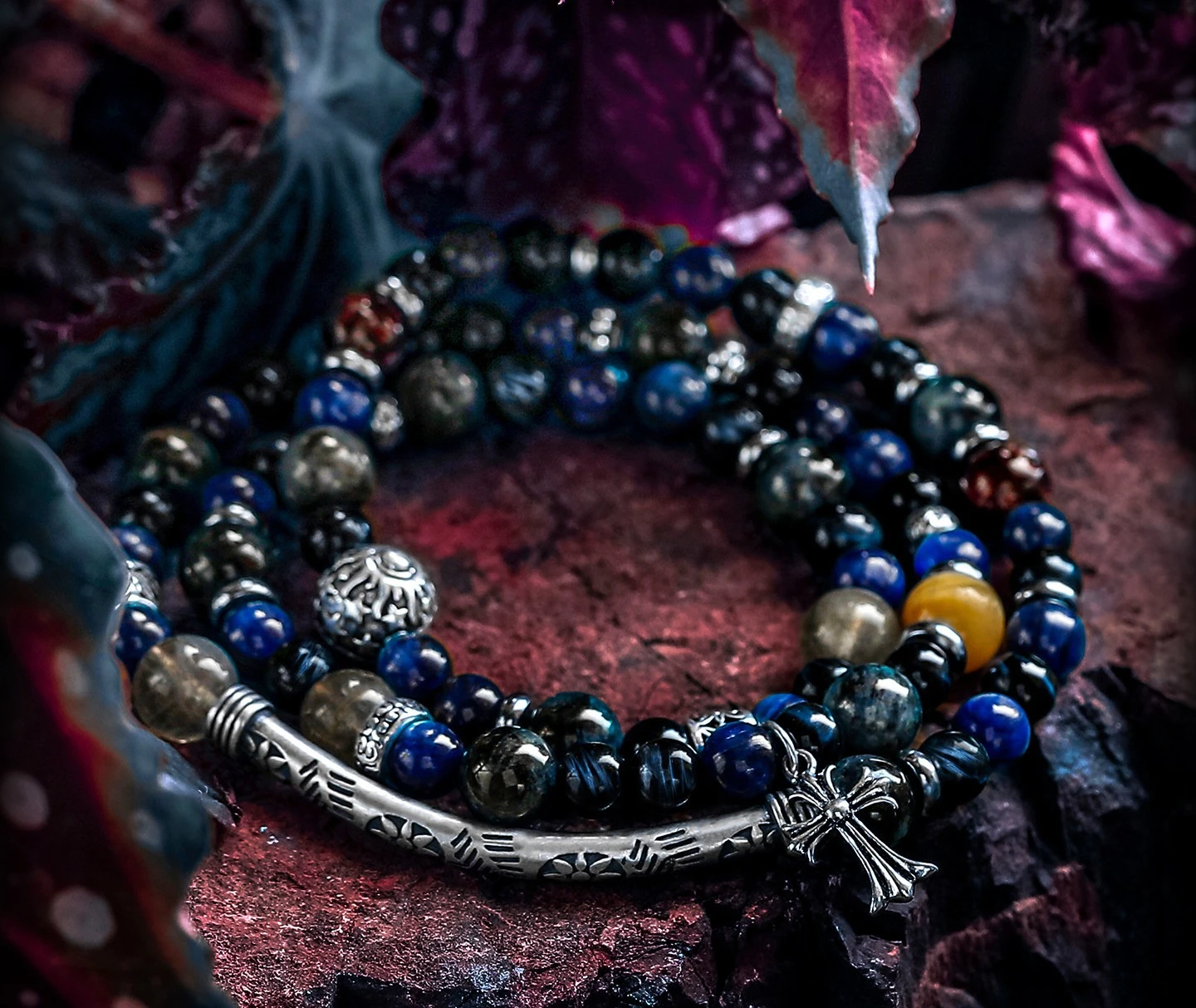 [Starfall] Retro Blue Tiger's Eye Bracelet Boys Kyanite Bead Bracelet