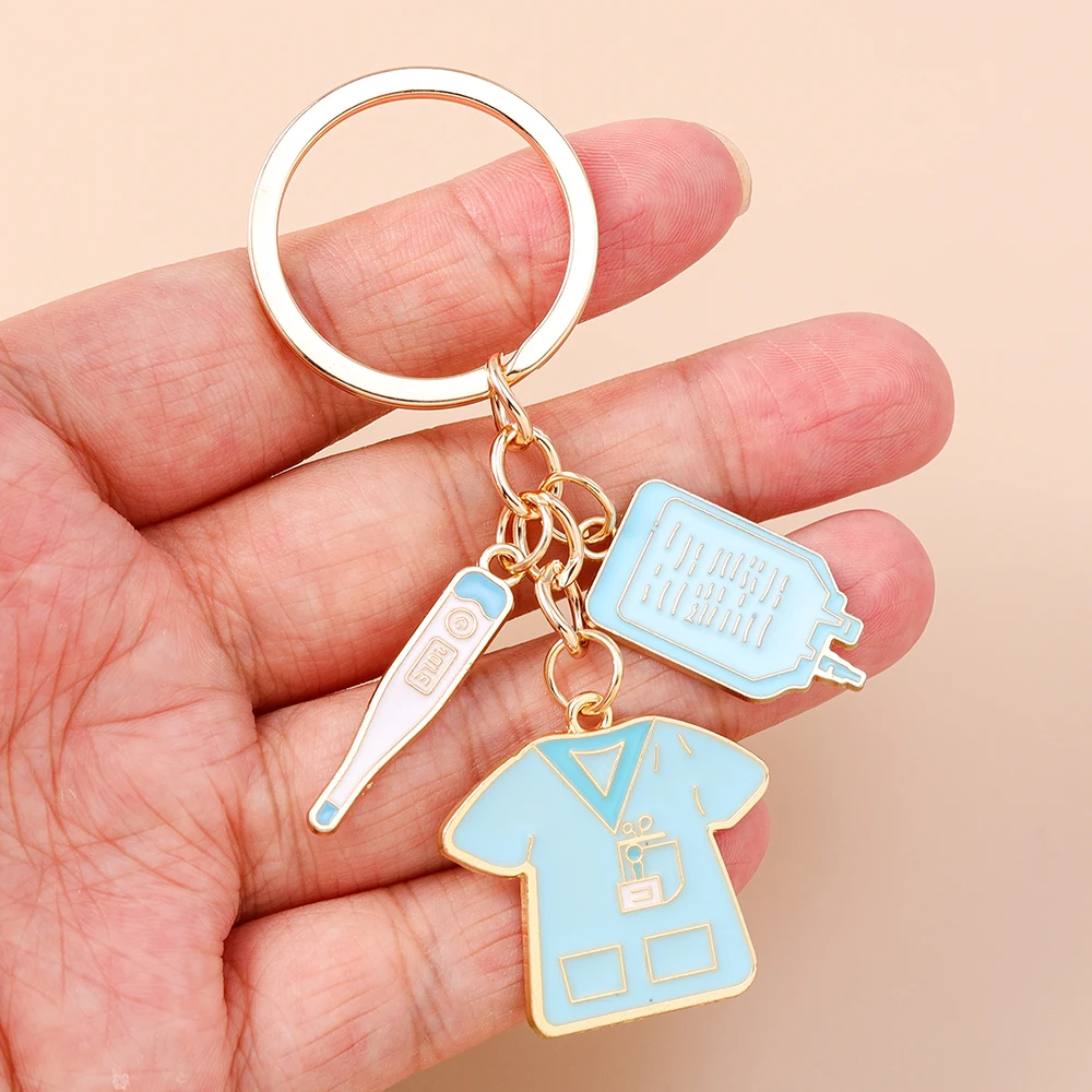 Aihua Emaille Ärzte Schlüsselanhänger Medizinische Stethoskop Spritze Krankenschwester Hut Schlüsselanhänger für Frauen Mädchen Handtasche Anhänger Schmuck Geschenke – Detail 4