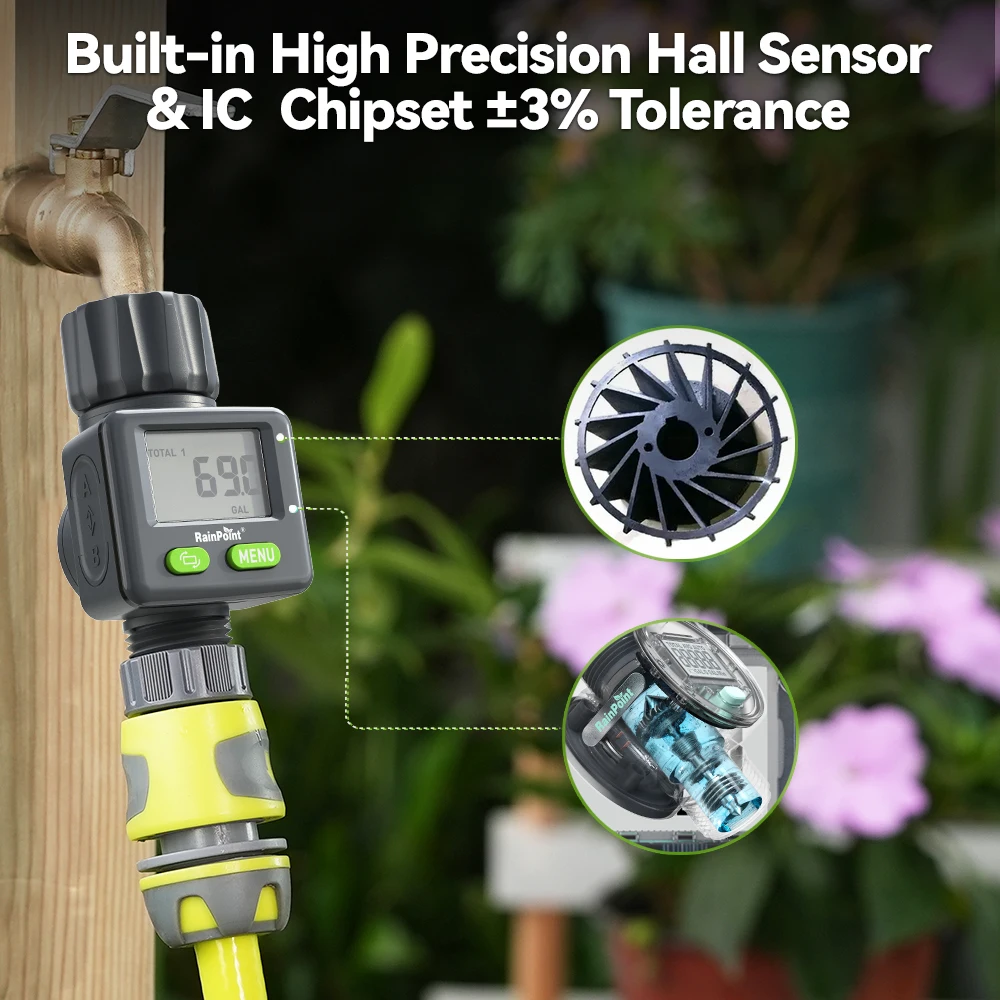 Цифровой расходомер воды 3/4 дюйма, кран, открытый садовый шланг, частота расхода воды, RV L/Gal, откидной экран, полив, орошение