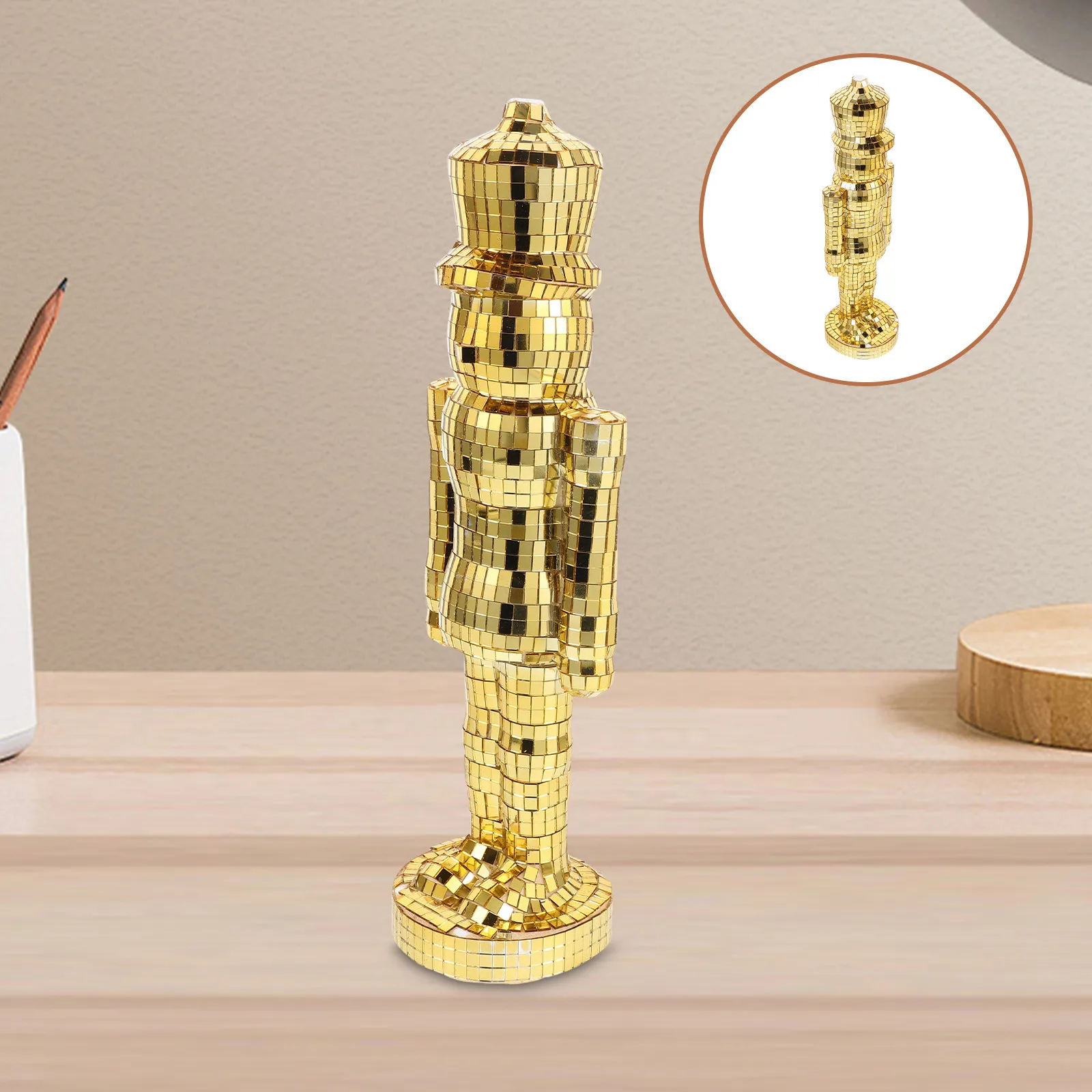 Christmas Disco Nutcracker Glass Decoration 40Cm Festive Holiday Table Centerpiece Home Office Living Room Accent