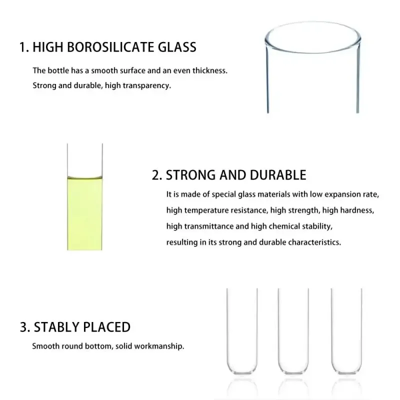 10P Glass test tube borosilicate Clear  glass test tube vase for scientific experiment parties, office desktop flower decoration