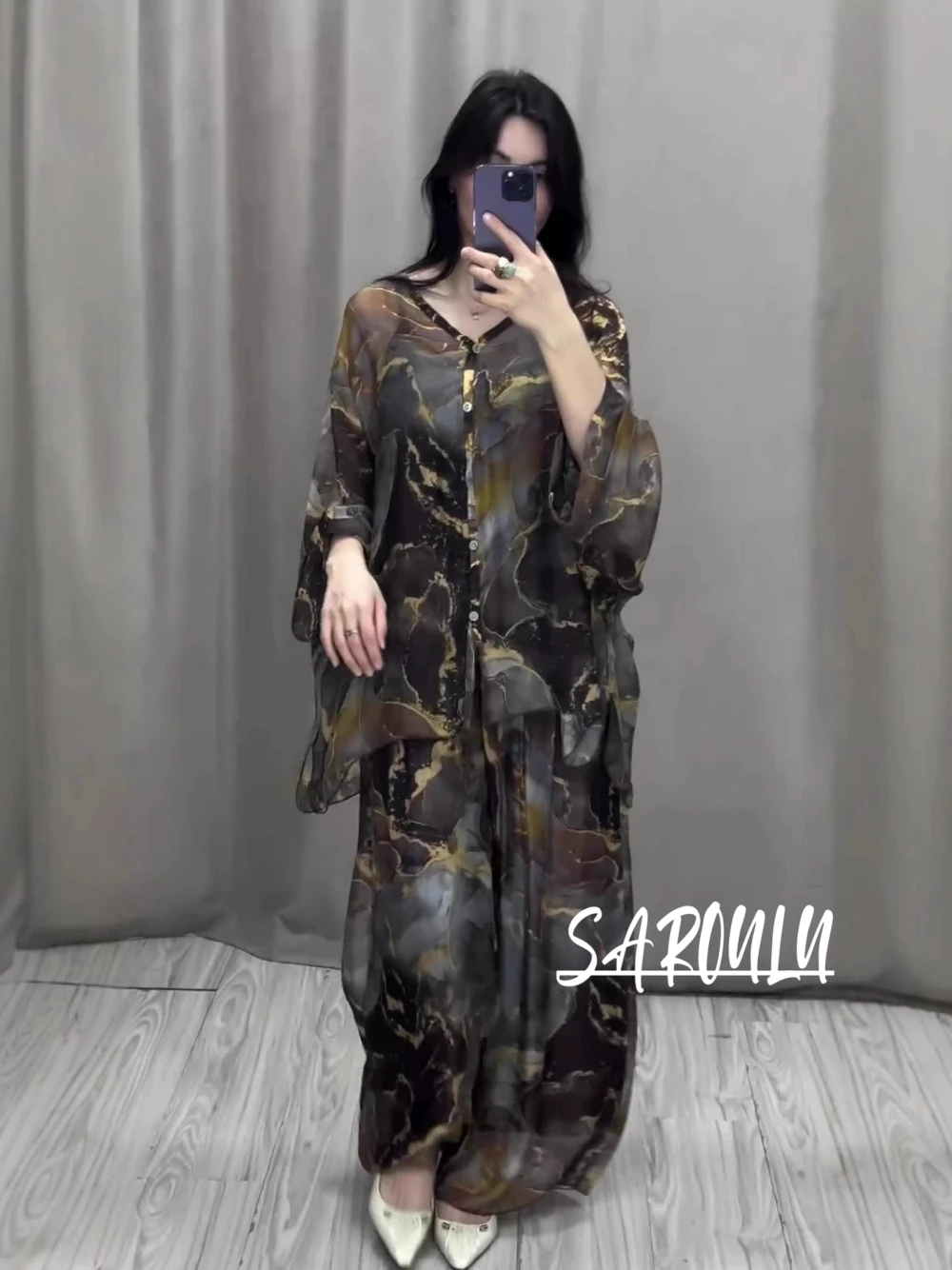 

Loose 4 Colors Mother Of Bride Dress Arabic Coat Pants Two pieces Prom Gown S-2XL Celebrity Long Sleeves Chic Party Wear