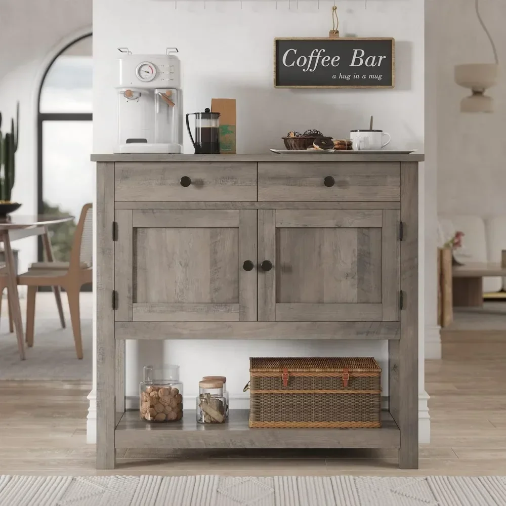 

Farmhouse Console Table Door Cabinet & Drawers, Coffee Bar, Entryway Table with Storage Shelf, Sofa Tables Buffet Sideboard