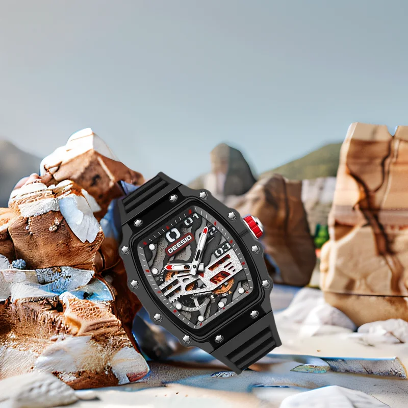 

Deesio Luxury Brand Watch D6001B Fashion Automatic Movement Carbon Crystal Case Waterproof Sports Wristwatches Clock Men's Gifts