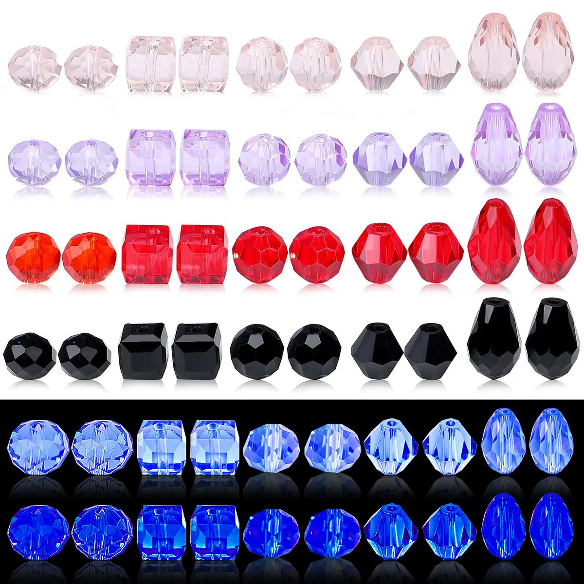 333 Stück Glasperlen, Strass Schmuck mit Behälter Box, Glasperlen Bulk für DIY Halskette Armband Ohrring Schmuck herstellung
