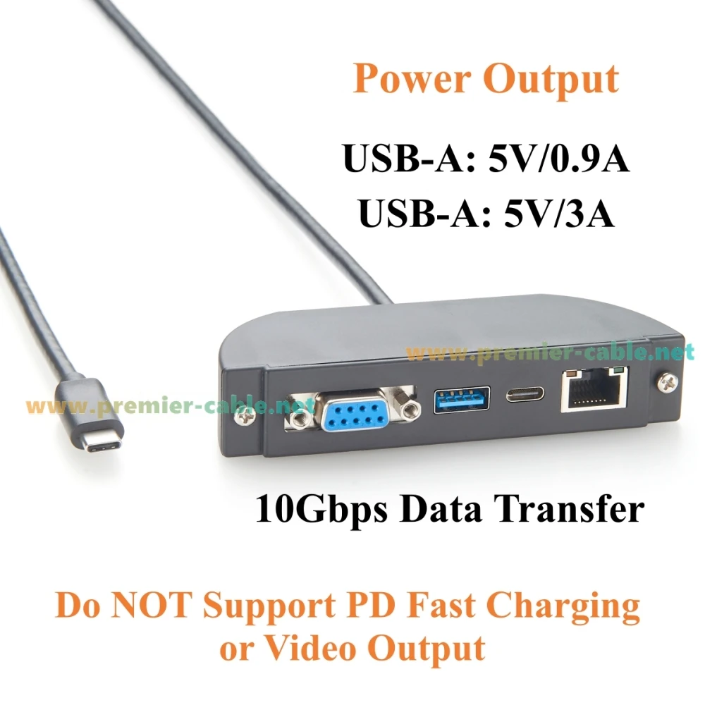USB-C-Hub, 4-in-1 Schraubplatten-Multiport-Adapter, RS232 DB9, Gigabit-Ethernet, 10Gbps USB-A & USB-C Datenanschlüsse, für Windows – Detail 5