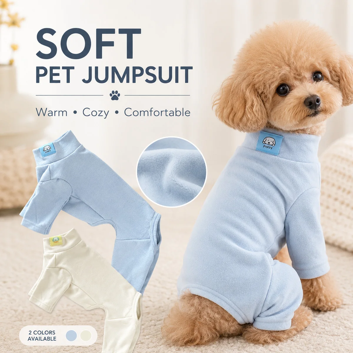 Hunde-Pyjama für Kleine und Mittelgroße Hunde Erholungsanzug Niedlicher Weicher Atmungsaktiver Welpen-Schlafanzug Dehnbarer Haustier-Pyjama – Detail 2