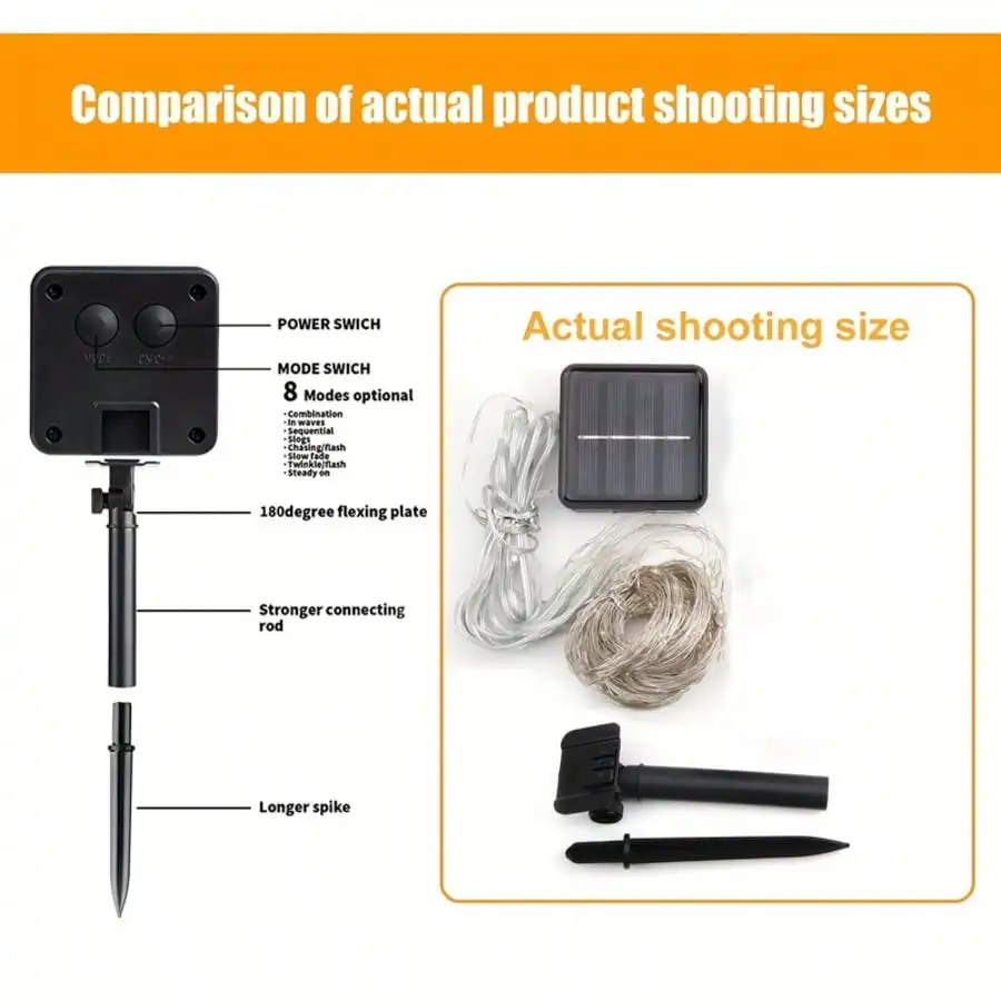 Solar-Vorhangleuchten: Wasserdicht, langlebig, weiß/gelb/farbig, solarbetrieben (Garten-/Hochzeits-/Party-Dekoration)