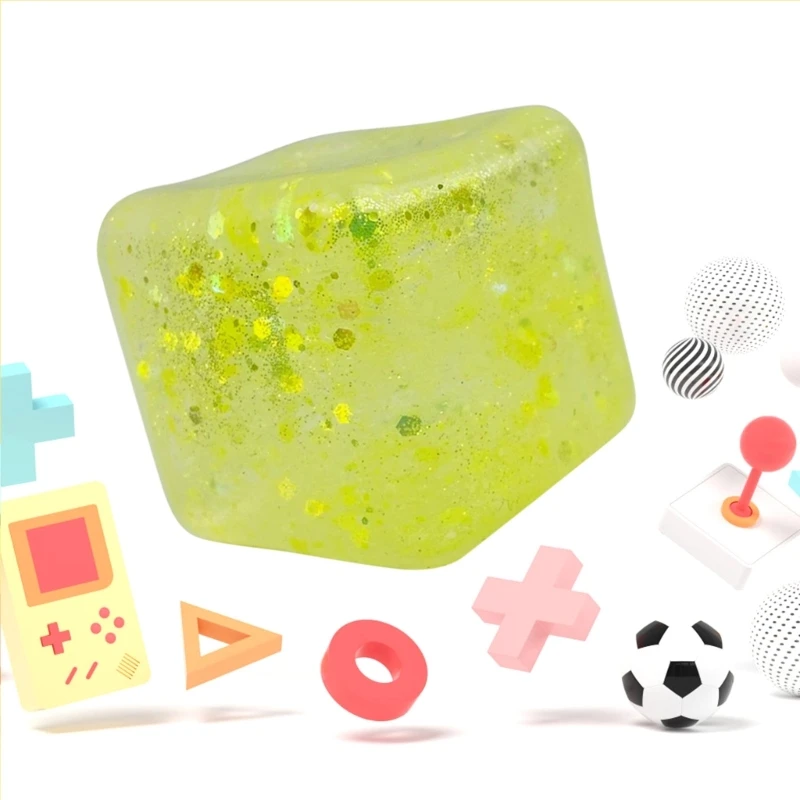 ของเล่นระบายอากาศที่ไม่สามารถแตกหักได้ Sensory Maltose Squeeze Ice Cube Sensory Tofu Glitter
