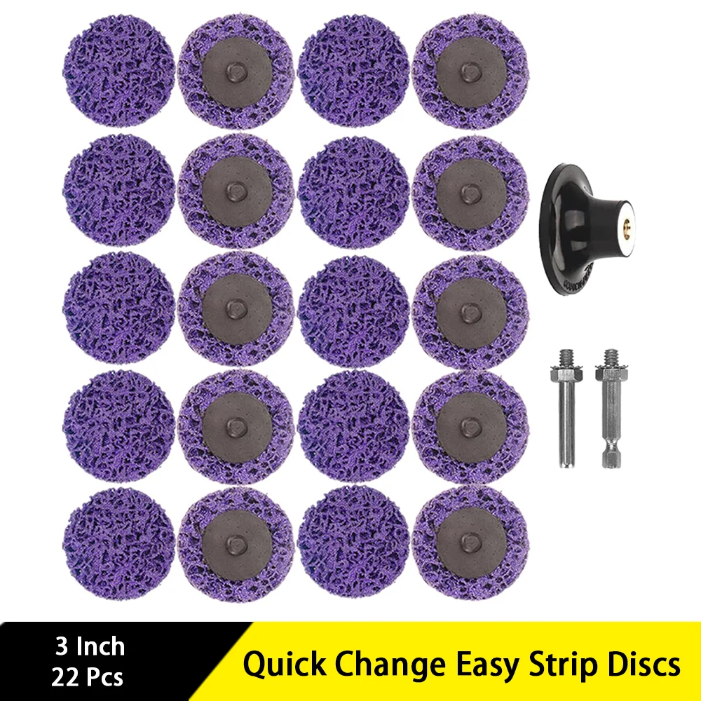 

3 Inch Quick Change Easy Strip Discs 22 Pcs with Holder for Sanding Strips Paint Cleans Welds Rust Removal Stripping Wheel