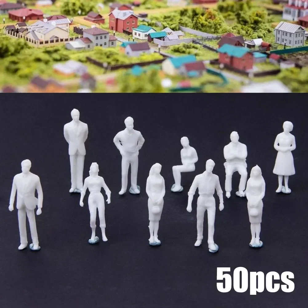 50 pz Scala 1:50 Modello Architettura Figura Bianca Giocattoli In Miniatura Non Verniciato Persone Per Diorama Piccola Scena Ferrovia Layout Kit Giocattoli