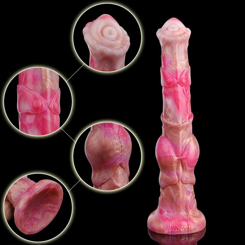 YOCY 12 Inch War Horse Dildo 6.5cm Thick Armor Knot Anal Stimulator Soft Silicone Animal Penis With Sucker Sex Toy For Women Men