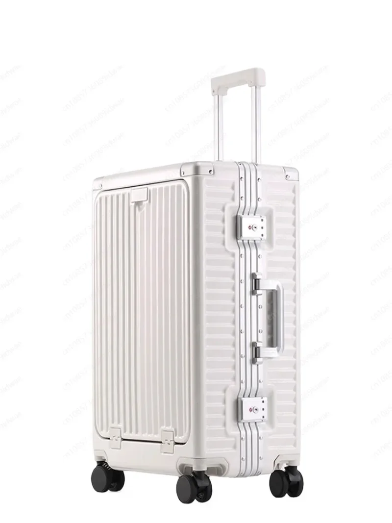 Universal wheel open suitcase, male , female suitcase 24 inches(USB charging + water cup seat + shock absorption brake wheel)