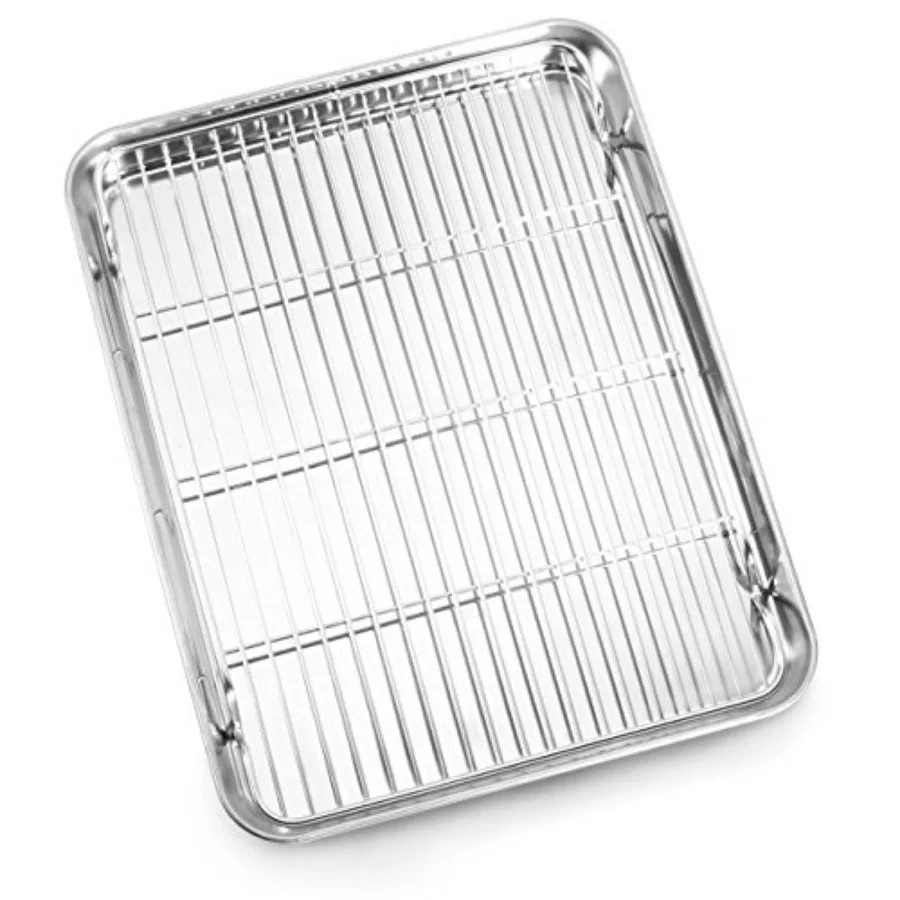 

Baking Sheet and Cooling Rack Set, Stainless Steel Commercial Grade Cookie Sheet and Rack Set, .5 x 10 x 1, Healthy and Nontoxi