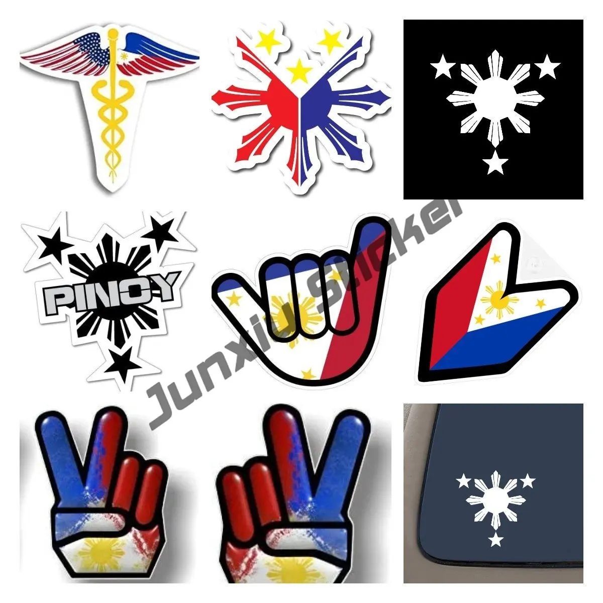 

Filipino NO Worries Shocker Bomb JDM BADGE PHILIPPINES FILIPINO Car Decal Flag Peace sign us Philippines sticker The Whole Body