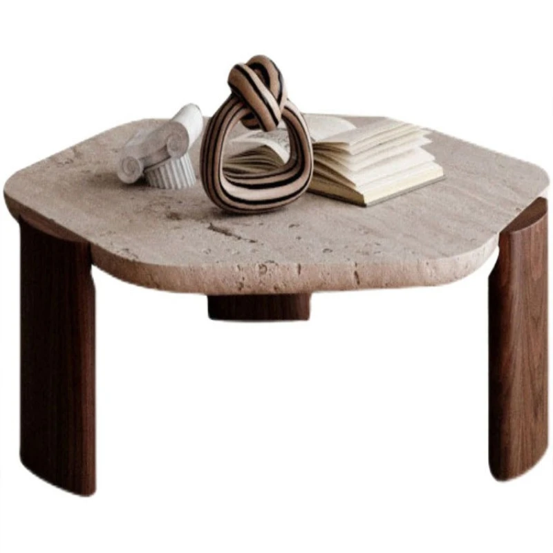 

Wabi Sand wind travertine coffee table household living room small apartment simple modern marble