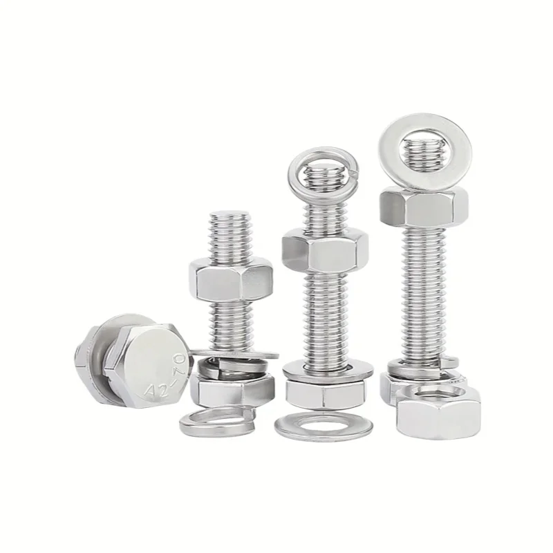 304 Edelstahl Sechskantschrauben-, Muttern- und Unterlegscheiben-Set M10 M12 M14 M16 Sechskant-Befestigungssatz – Detail 6