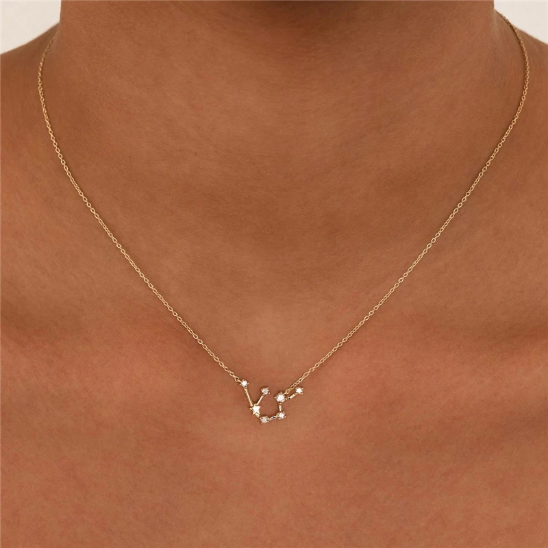 ROXI Commemorative Twelve Constellation Series Pendant Necklace choker For Women Personality 925 Sterling Silver Clavicle Chain