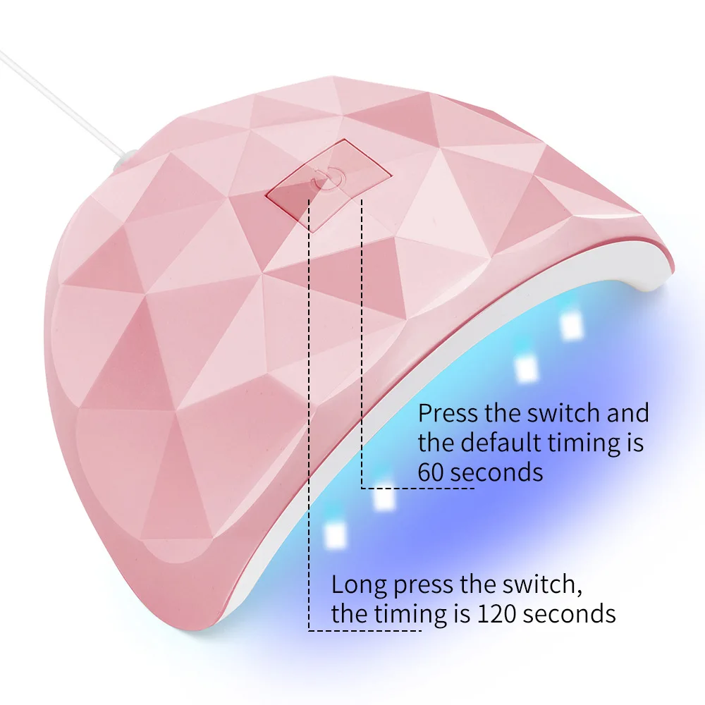 54W UV/LED Lampada per asciugatrice per polimerizzazione USB per polimerizzare la lampada per unghie a LED in gel Macchina per fototerapia per salone domestico Impostazione timer di piccole dimensioni