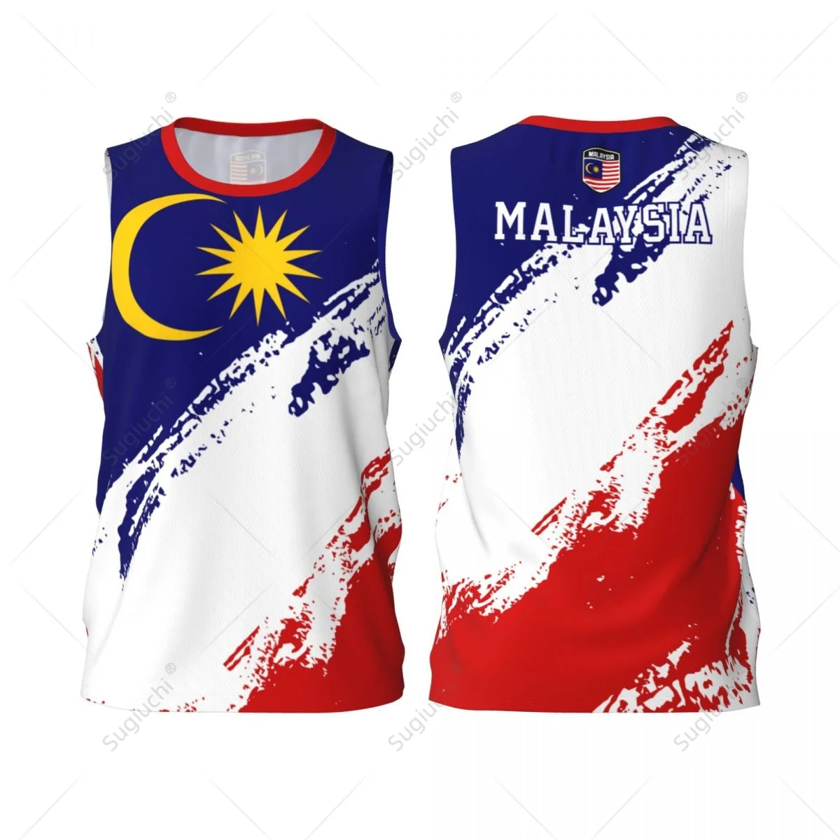 Men Basketball Sports Malaysia Flag Running Fitness Multifunction Jersey Sleeveless shirt Custom Name Nunber Exclusive