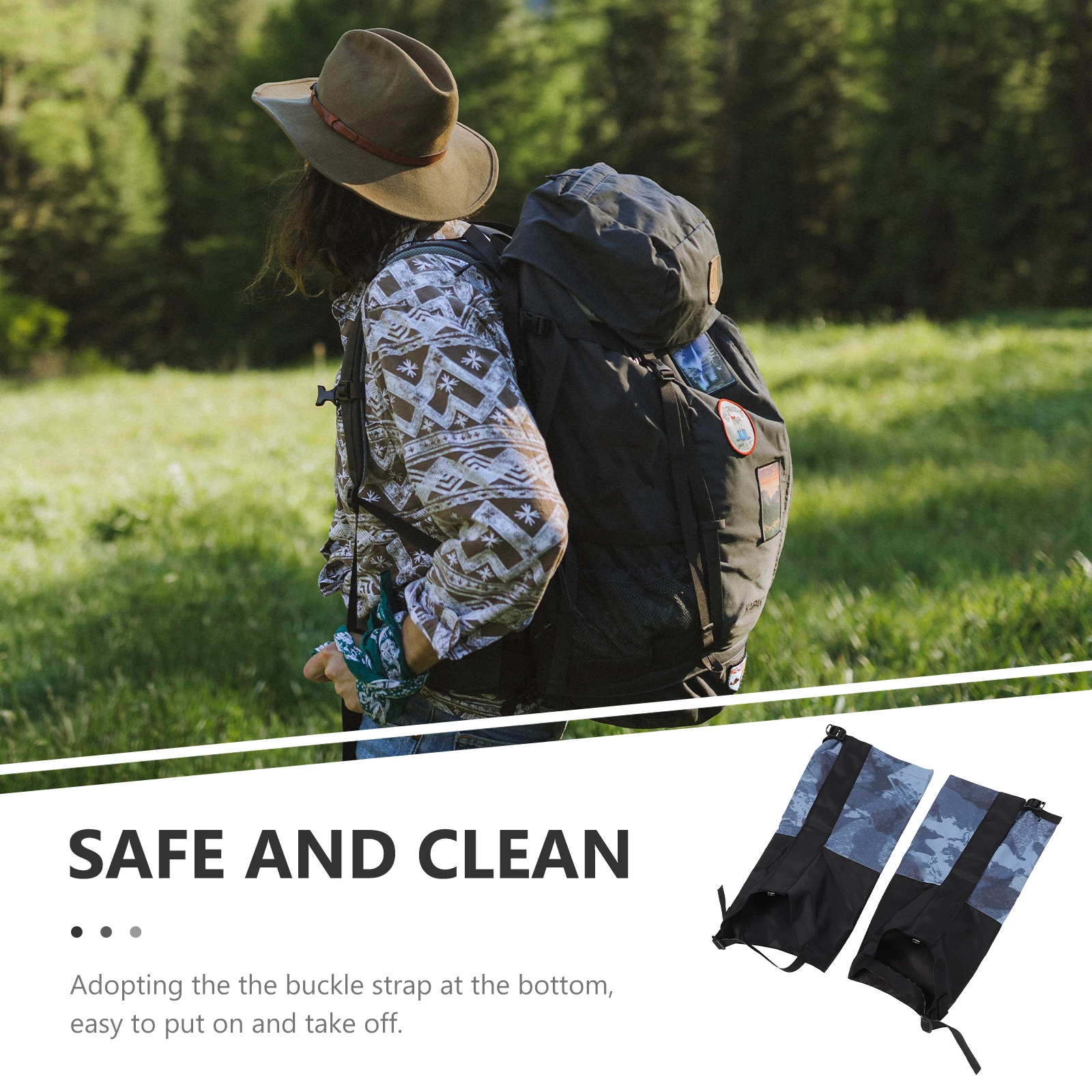 

1 Pair Windproof Hiking Tear Resistant Oxford Fabric Snow Proof Calf Covers For Men Lightweight Durable Boot Gaiters For Camping