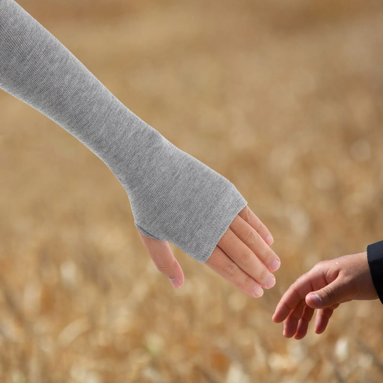 3Pairs Thin Knitted Fingerless Gloves Long Cotton Arm Sleeves Thumb Hole Warmers Women Spring Autumn Outdoor
