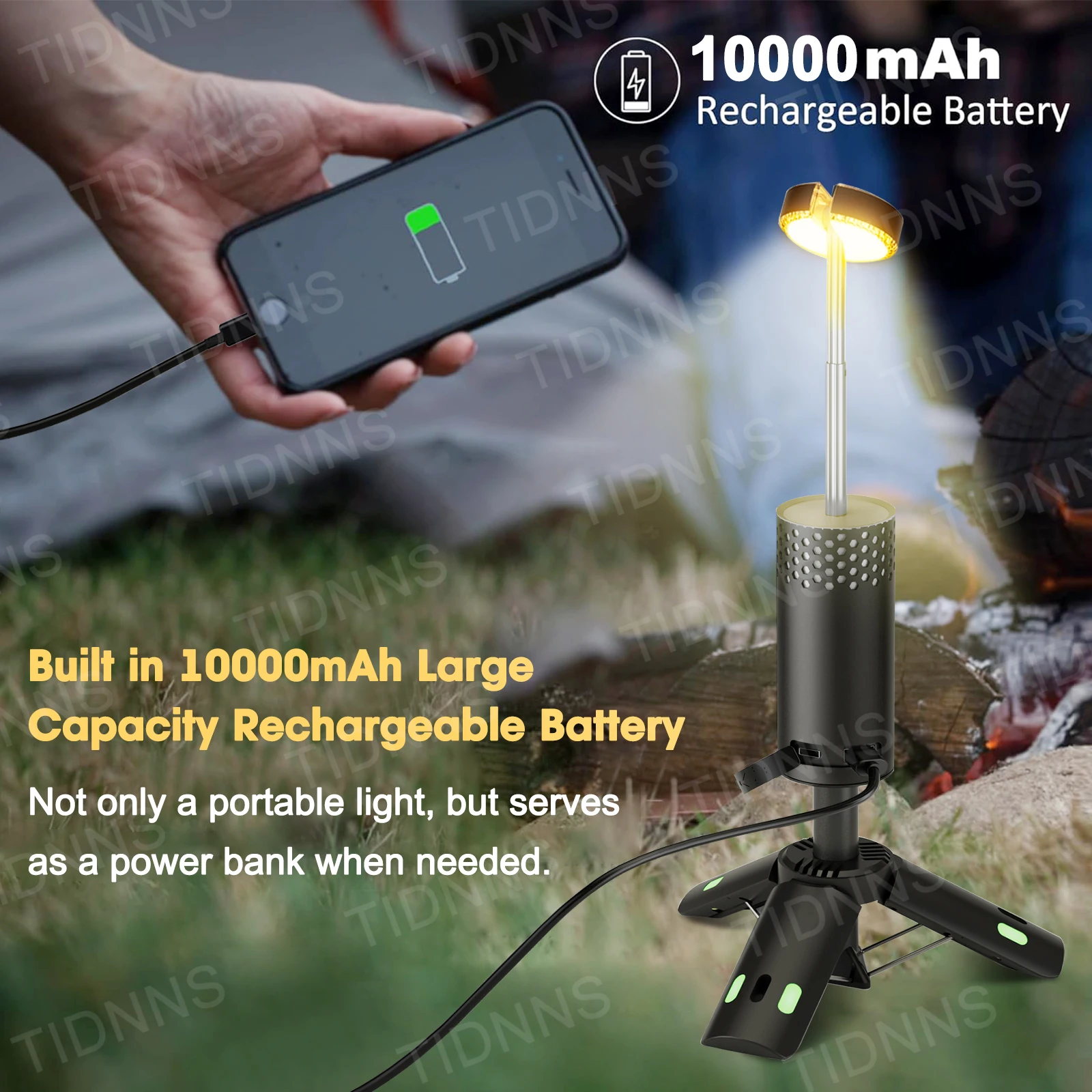 Telescopic Camping Light Rechargeable Fishing Lantern Dimming Night Atmosphere Light Emergency Light for Power Failure 10000mAh