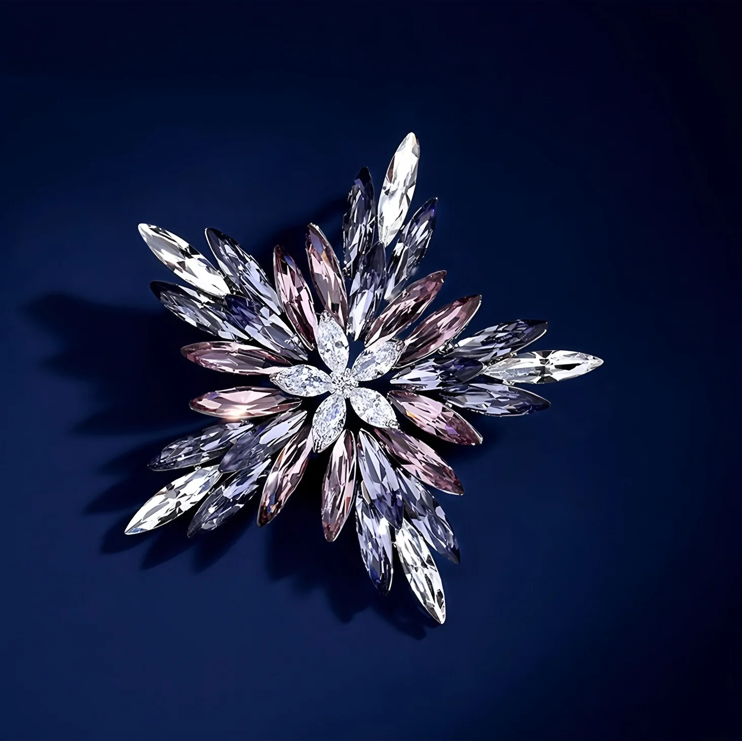 Sparkling Crystal Snowflake Flower Star Fashion Brooch Pins For Women Blue Purple Creative New Brooches