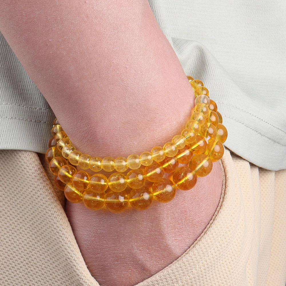 OAIITE Citrine bracciale per donna quarzo cristallo agata gioielli regalo di compleanno Yoga meditazione Stretch ricchezza braccialetto per gli uomini