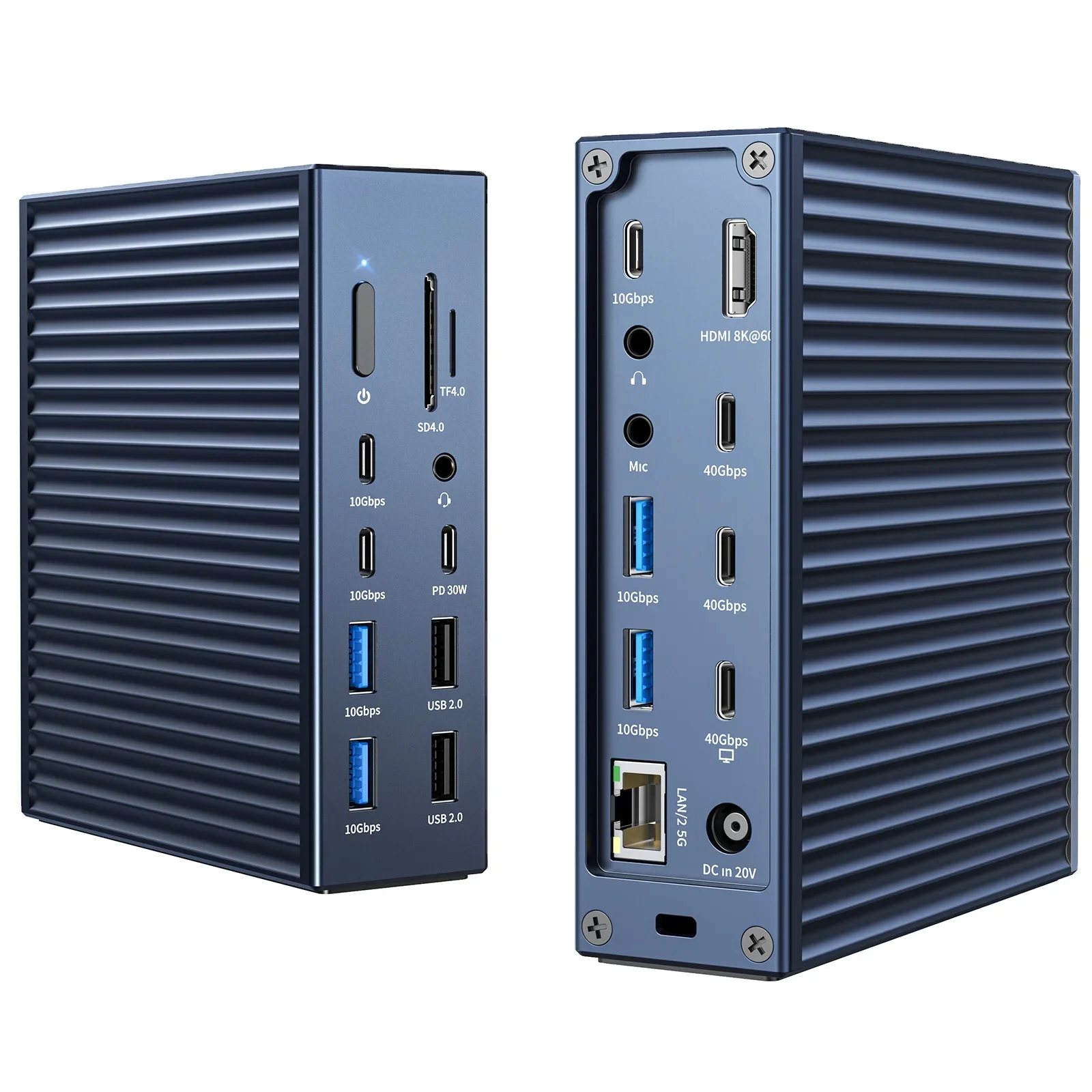 ACASIS  4 Dock - 21 Ports, 8K60Hz HD Interface,  10Gbps USB C/A 3.2 Gen2, 40Gbps Dock for Pro/Max