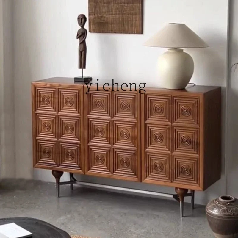 i10.9- American Vintage Solid Wood Entryway Decorative Cabinet French Retro Storage Decoration