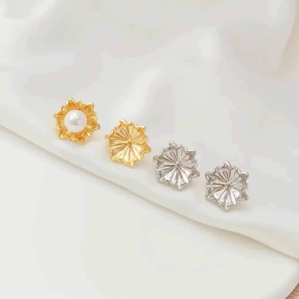 

14K Gold-plated White K Five-pointed Umbrella-shaped Empty Support Pendant S925 Earpin, DIY Earrings, Earrings and Stud Earrings