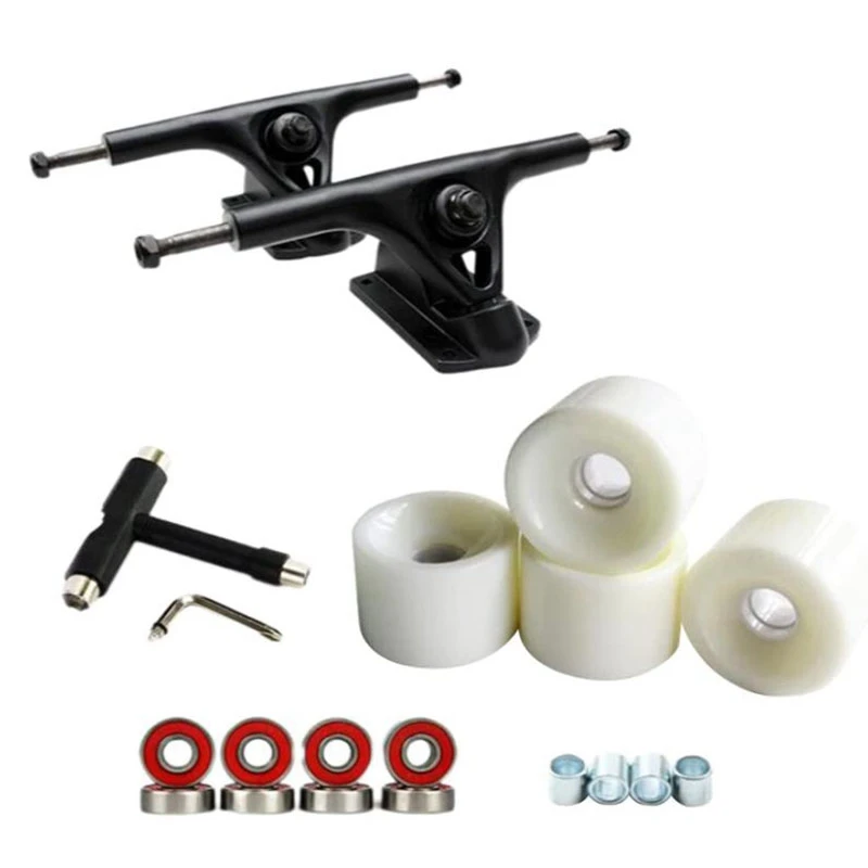 

8Inch Skateboard Trucks Bridge Hanger PU Wheels Bearing T Skateboard Tool Skateboard Wheel Combo For Longboard