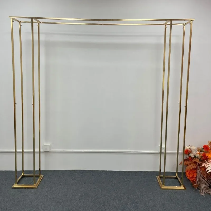 2M Wedding Large Shiny Gold-plated Metal Stand Rectangle Square Frame Wedding Flower Support Rack Backdrop Balloon Decoration