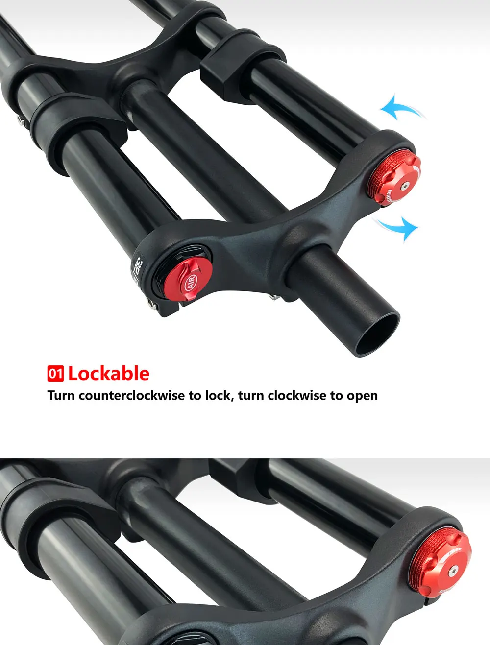 MAGICBROS MG-FK328A Double Shoulder MTB Air Fork 180mm Travel 26/27.5/29" QR/TA Axle 32mm Stanchion Aluminum-Magnesium Alloy