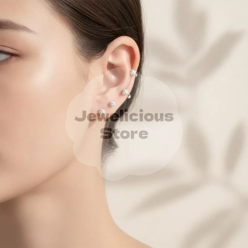 Silver Knot Stud Earrings Hypoallergenic 1 Pcs Secure Screw Back Tiny Fashion Jewelry for Concert Events Daily Wear