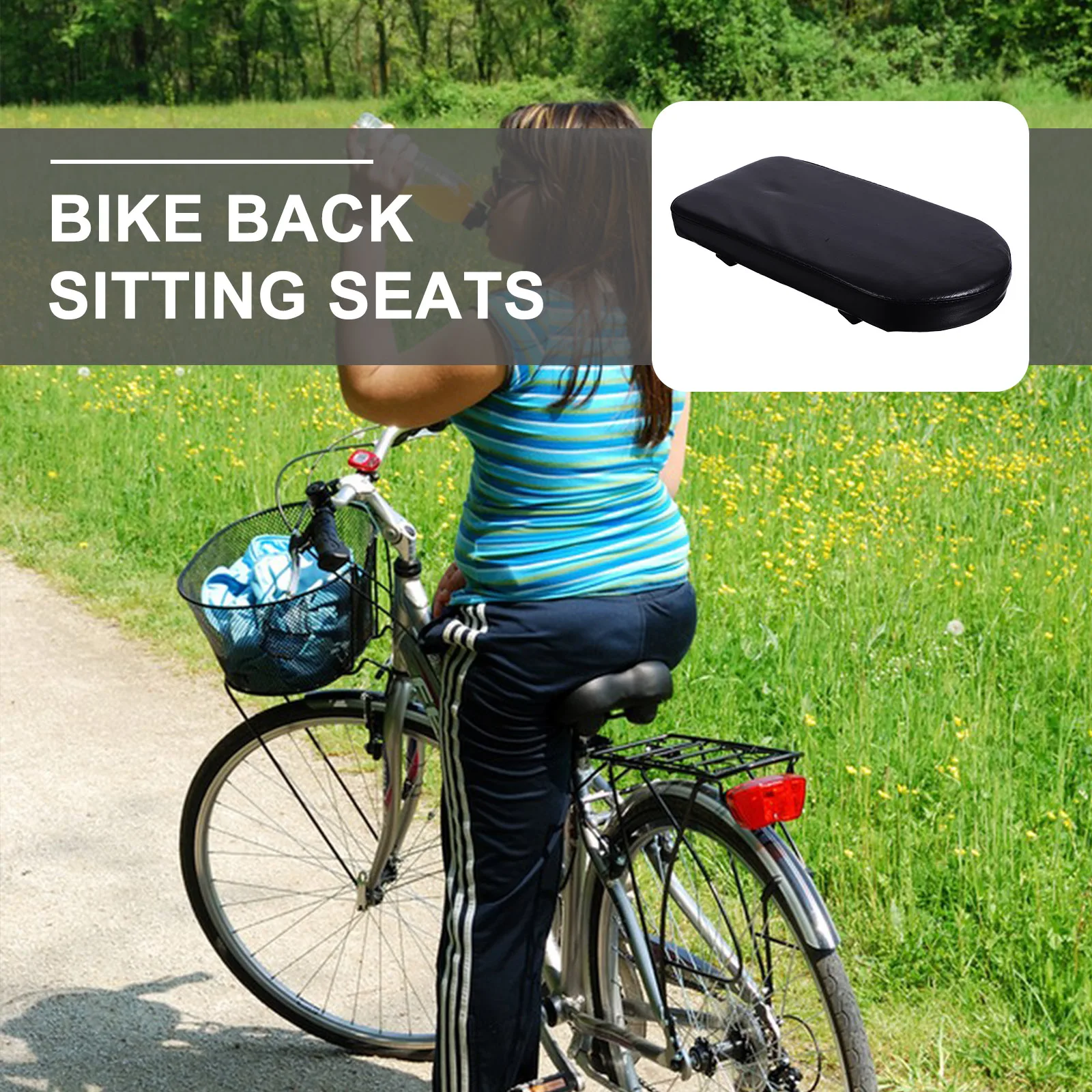 

Bike Rear Saddle Cushion Heavy Duty Wear-Resistant Smooth Surface Thicken Design Stable Fit for Bicycle Backseat Accessories