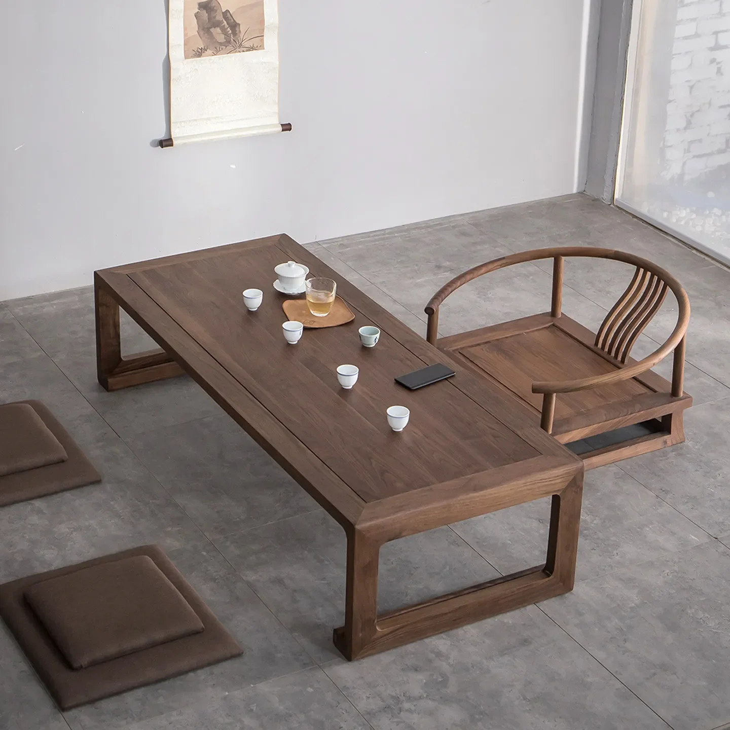 b17 Song style solid wood classical kang table new Chinese black walnut balcony small coffee table