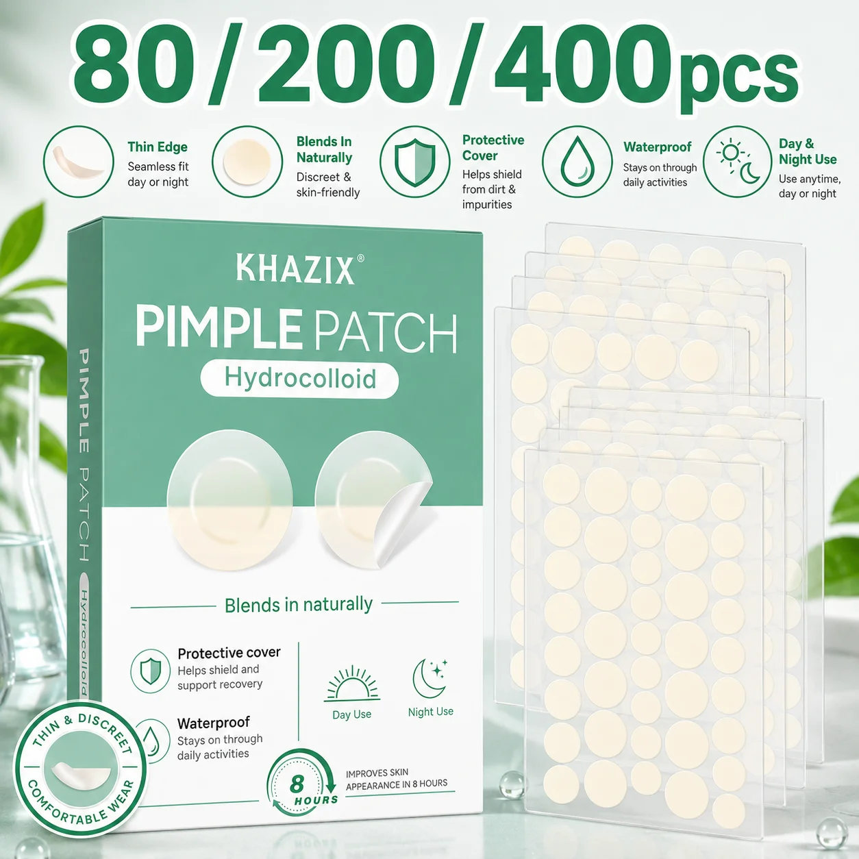 80/200/400Pcs Mini Hydrocolloid Face Patches, Ultra Thin Small Size, Invisible Clear Concealer Stickers, Waterproof Daily Use view 5