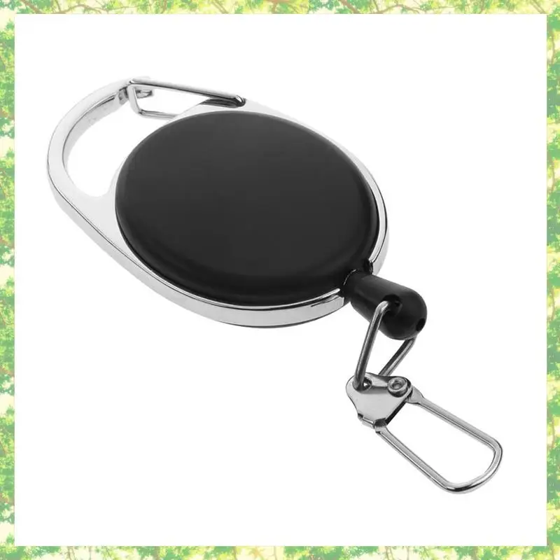 Smart-4X Heavy Duty Retractable Carabiner Badge Tinker Reels 60Cm Pull Wire With Key Ring Clip Black