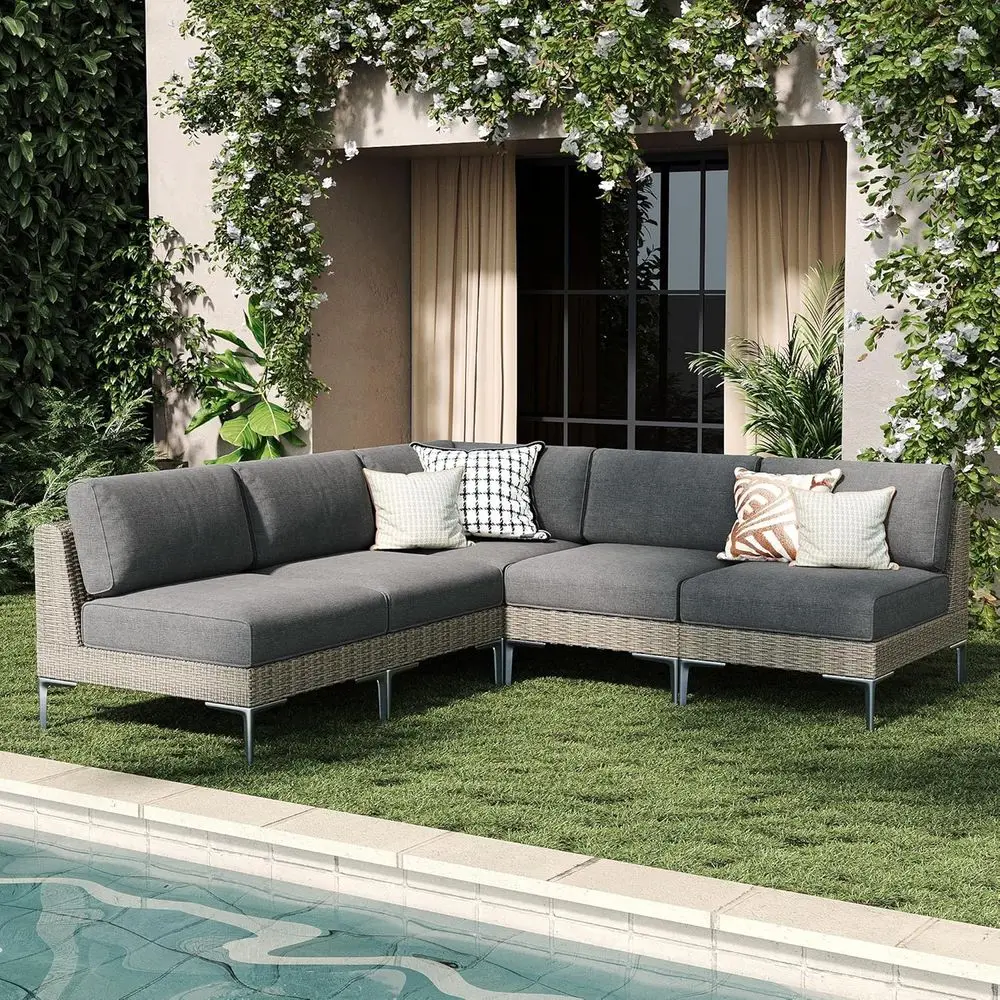 

Deep Seating Outdoor Wicker Patio Furniture Set with Cushions for Garden and Lawn